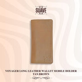 Voyager Long Leather Wallet Mobile Holder - Tan Brown