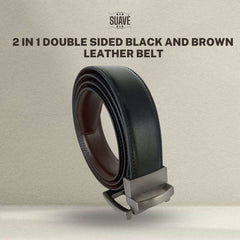 2 in 1 Double Sided Black and Brown Leather Belt