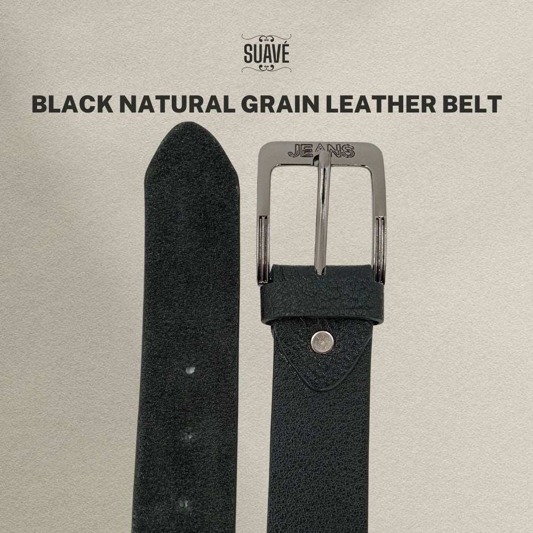 Black Natural Grain Leather Belt