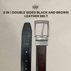 2 in 1 Double Sided Black and Brown Leather Belt