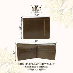 Cow Split Leather Wallet - Chestnut Brown