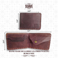 Hand Made Bullhide Leather Wallet - Burgundy