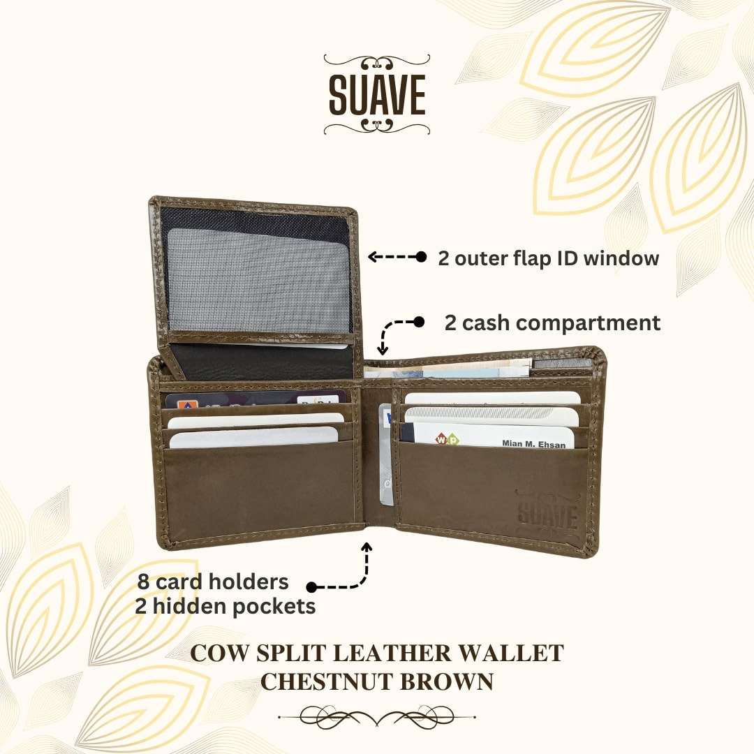 Cow Split Leather Wallet - Chestnut Brown Secondary image