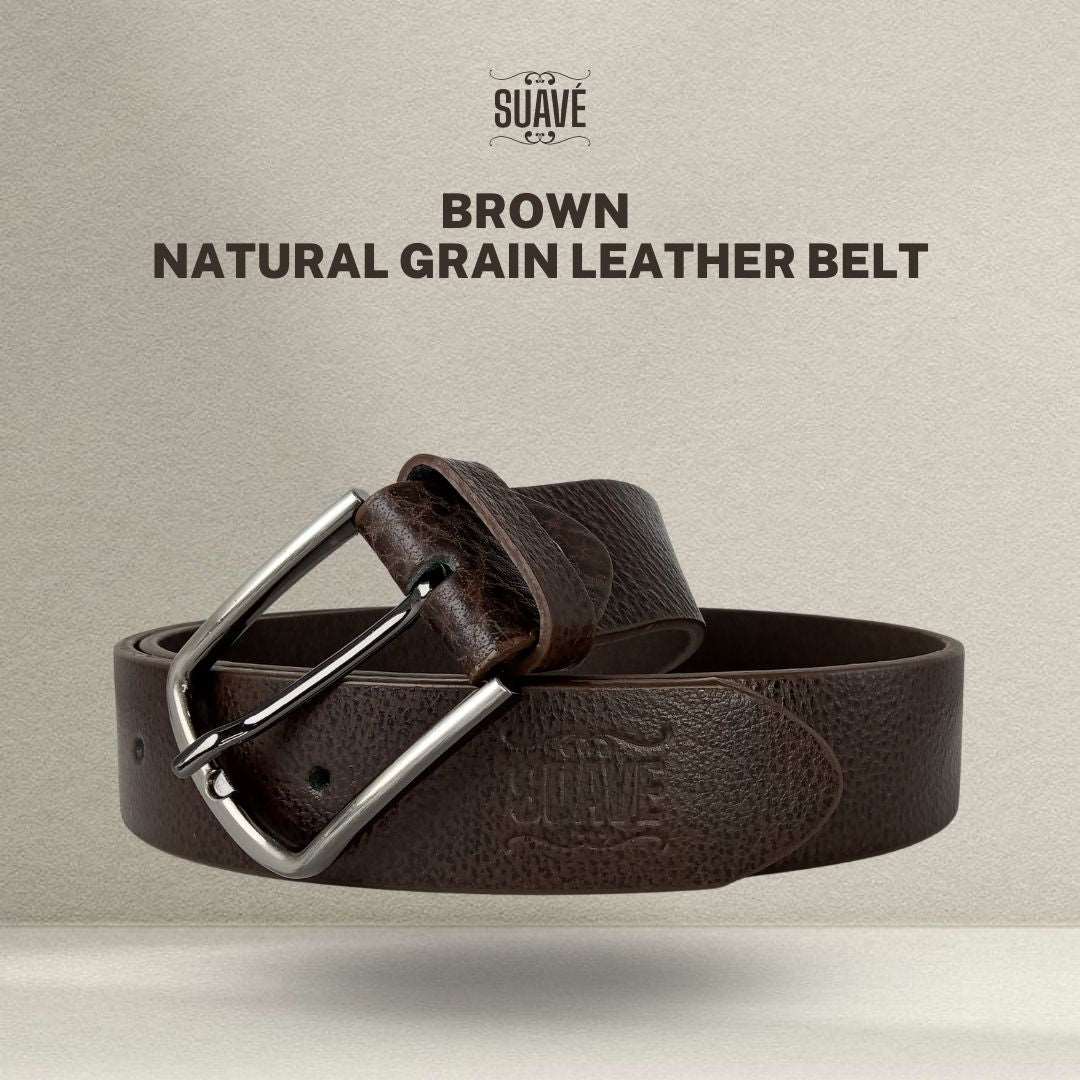 Brown Natural Grain Leather Belt