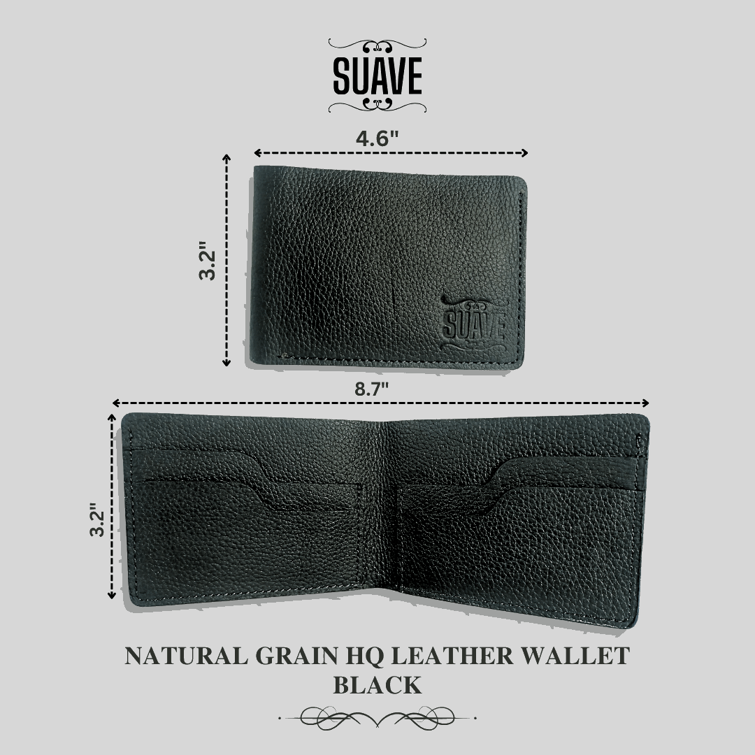 Natural Grain HQ Leather Wallet - Black