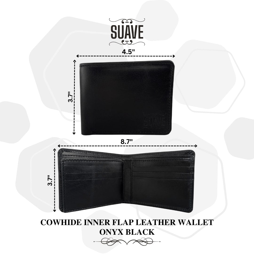 Cowhide Inner Flap Leather Wallet - Onyx Black