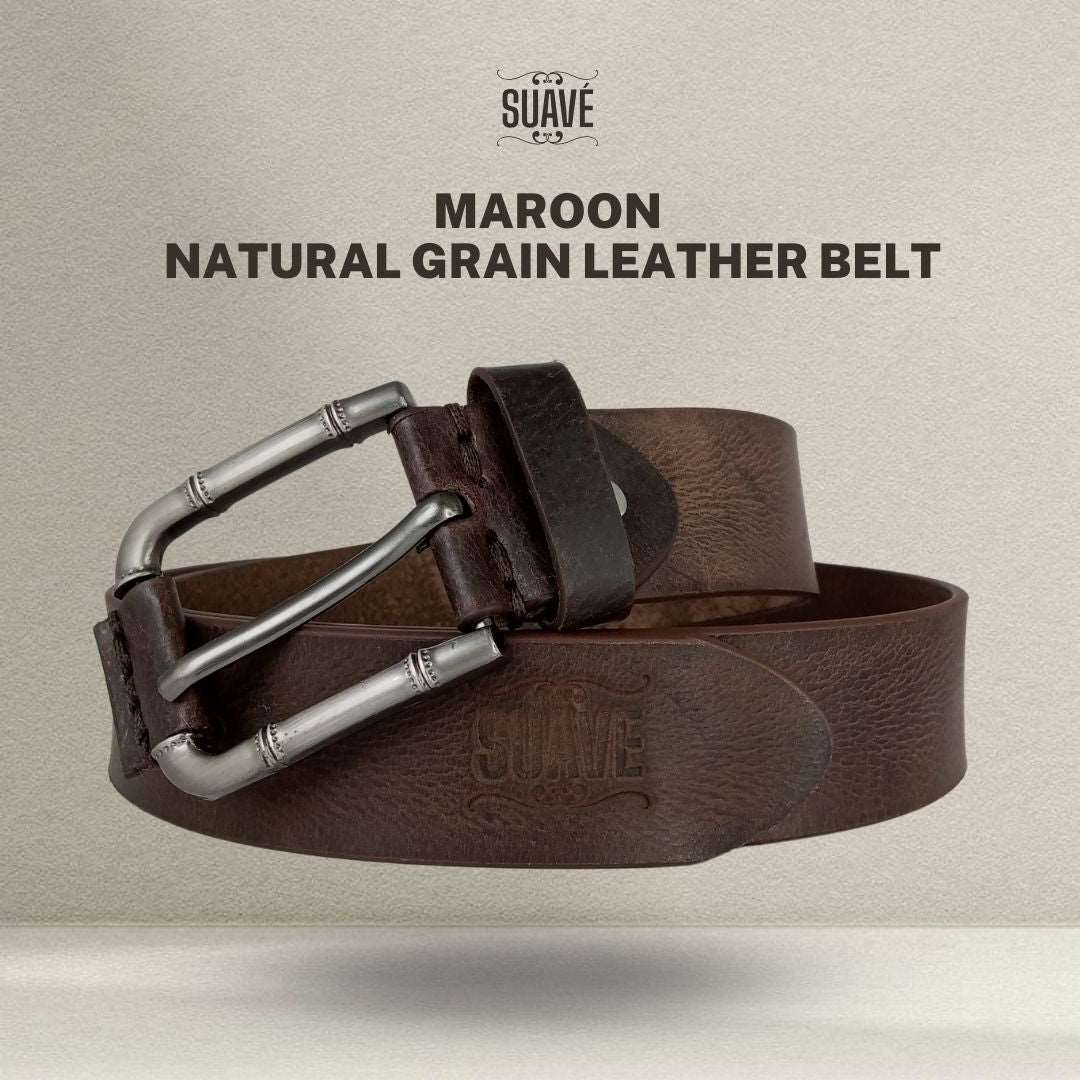 Maroon Natural Grain Leather Belt