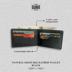 Natural Grain HQ Leather Wallet - Black