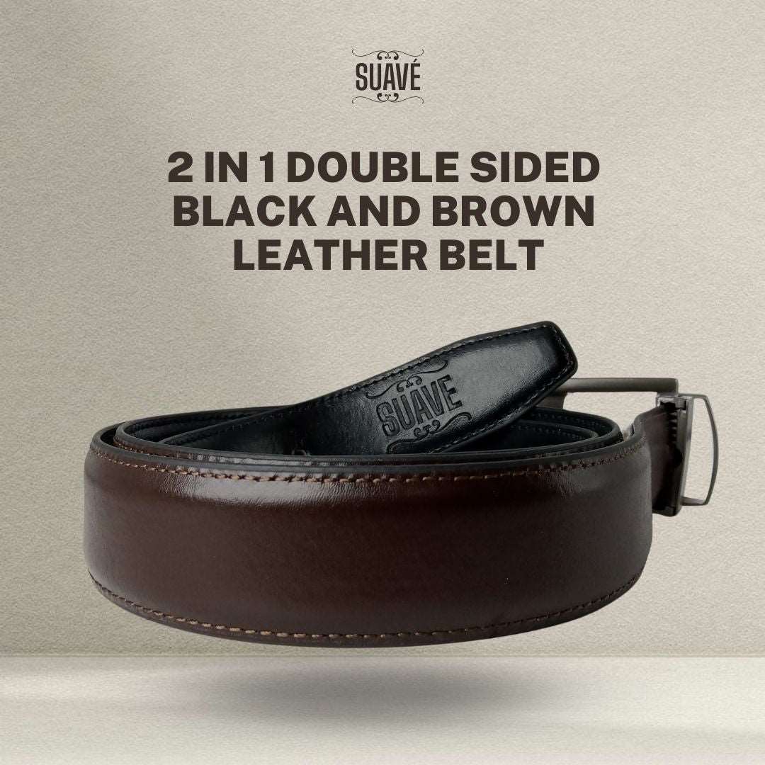 2 in 1 Double Sided Black and Brown Leather Belt Secondary image