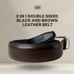 2 in 1 Double Sided Black and Brown Leather Belt