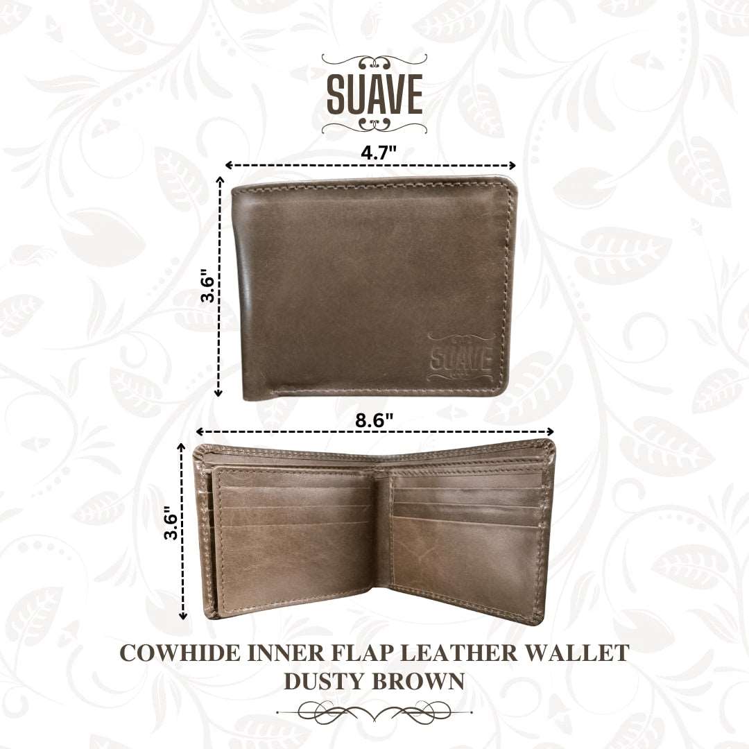 Cowhide Inner Flap Leather Wallet - Dusty Brown