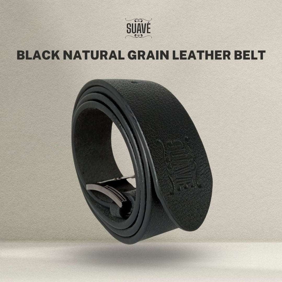 Black Natural Grain Leather Belt