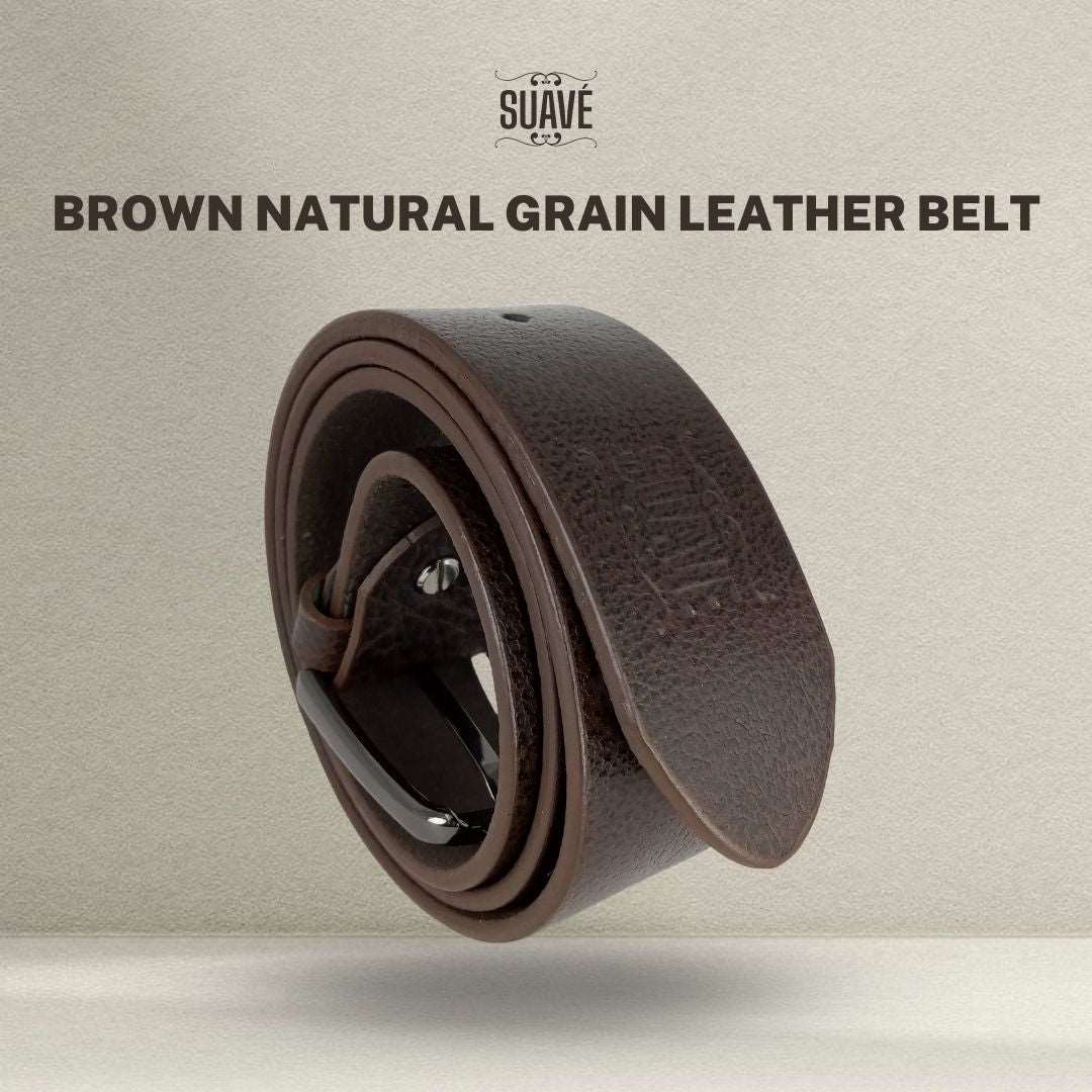 Brown Natural Grain Leather Belt Secondary image