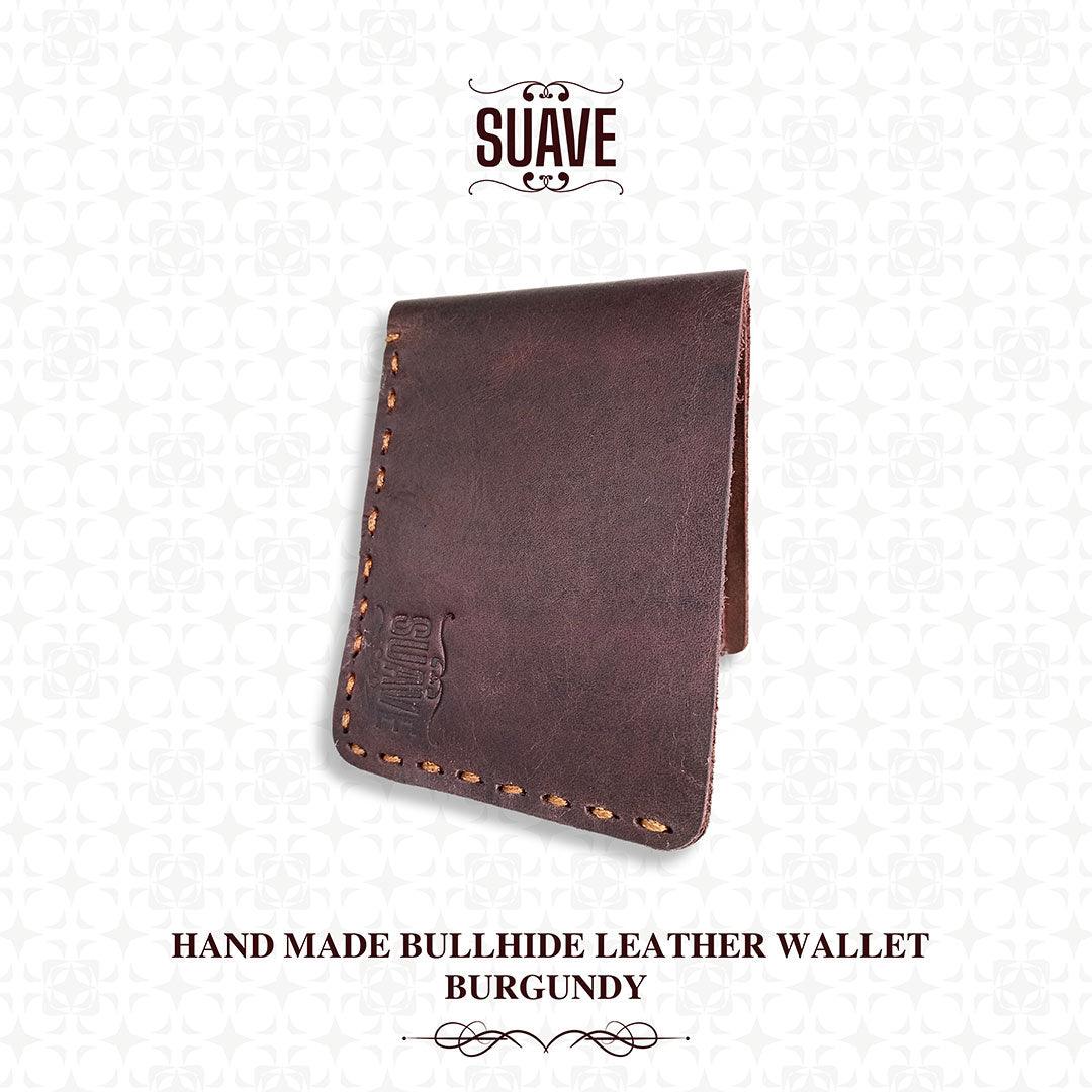 Hand-Made-Bullhide-Leather-Wallet-Burgundy-Fold-Vertical Main image