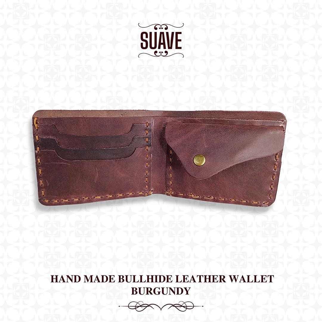 Hand-Made-Bullhide-Leather-Wallet-Burgundy-Open