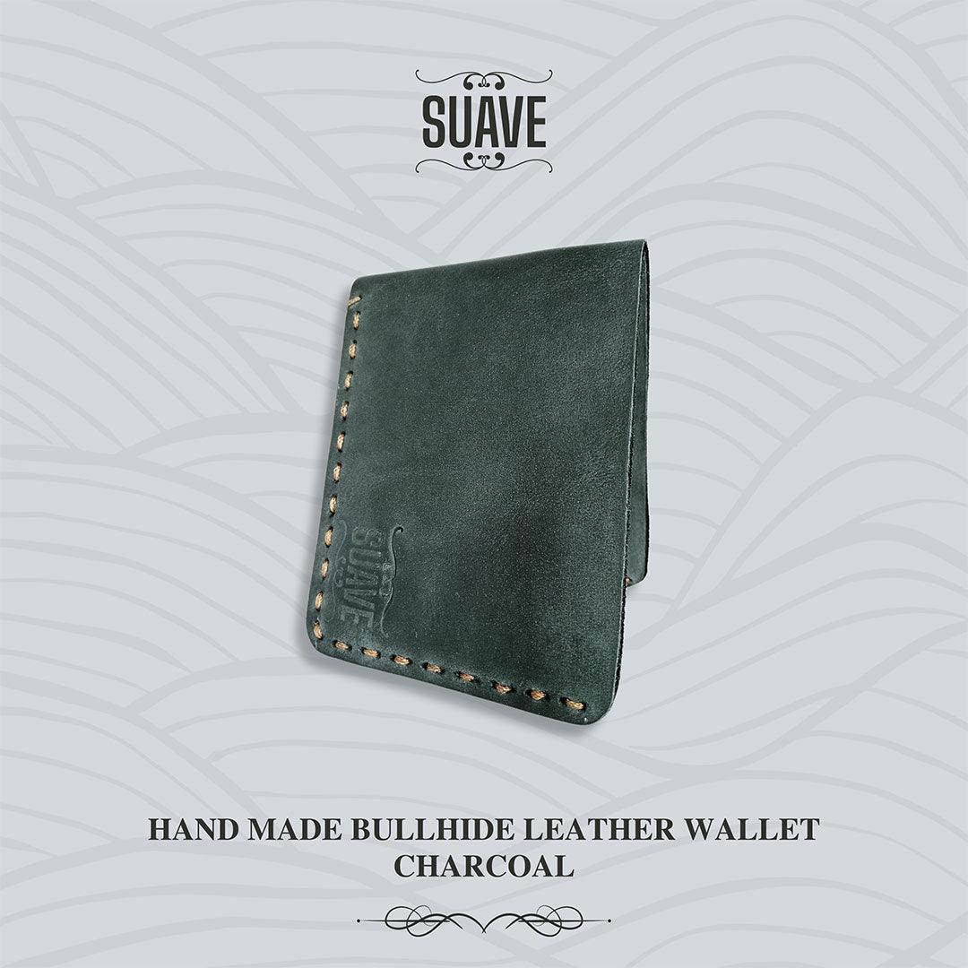Hand-Made-Bullhide-Leather-Wallet-Charcoal-Fold-Vertical Main image