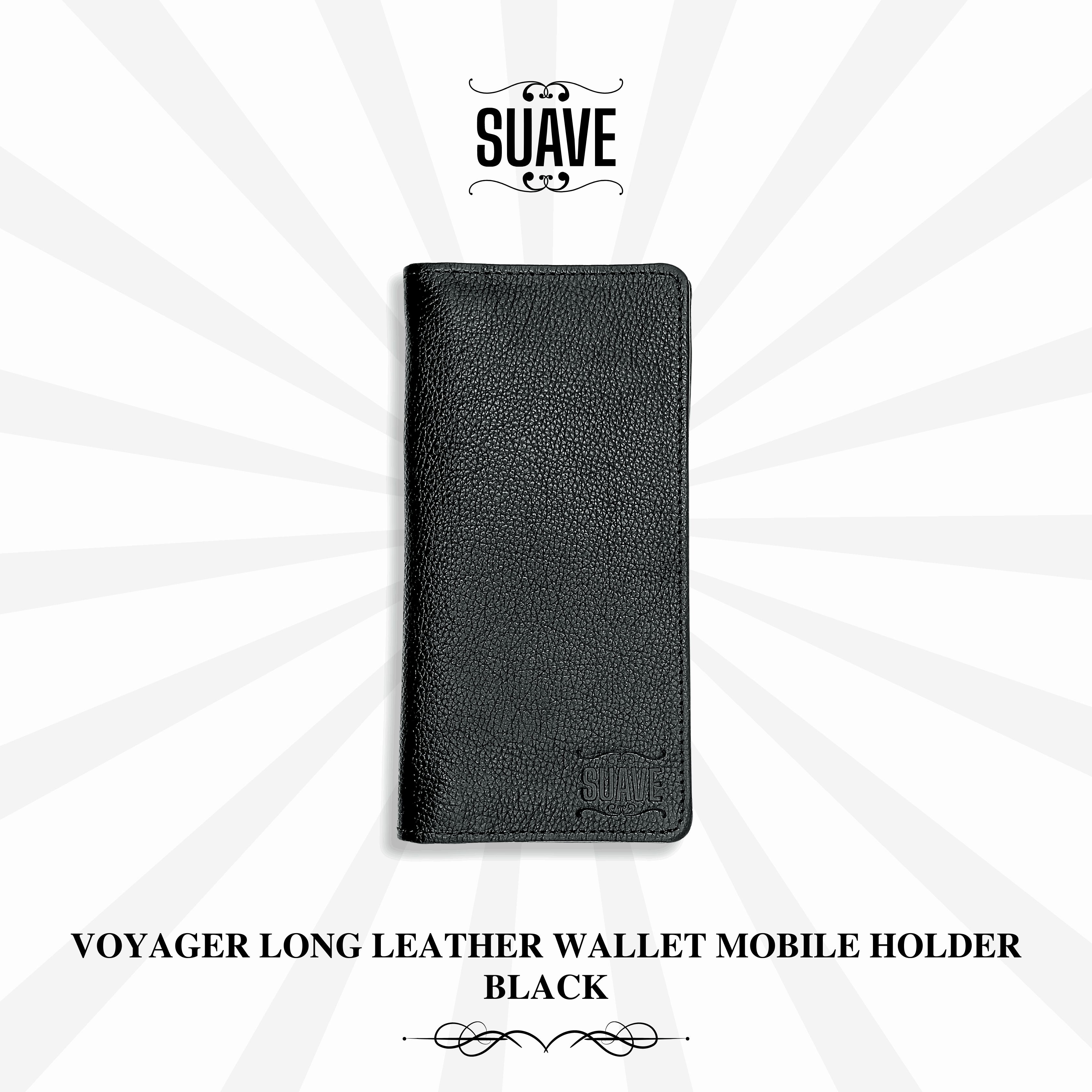 Voyager Long Leather Wallet Mobile Holder - Black Main image