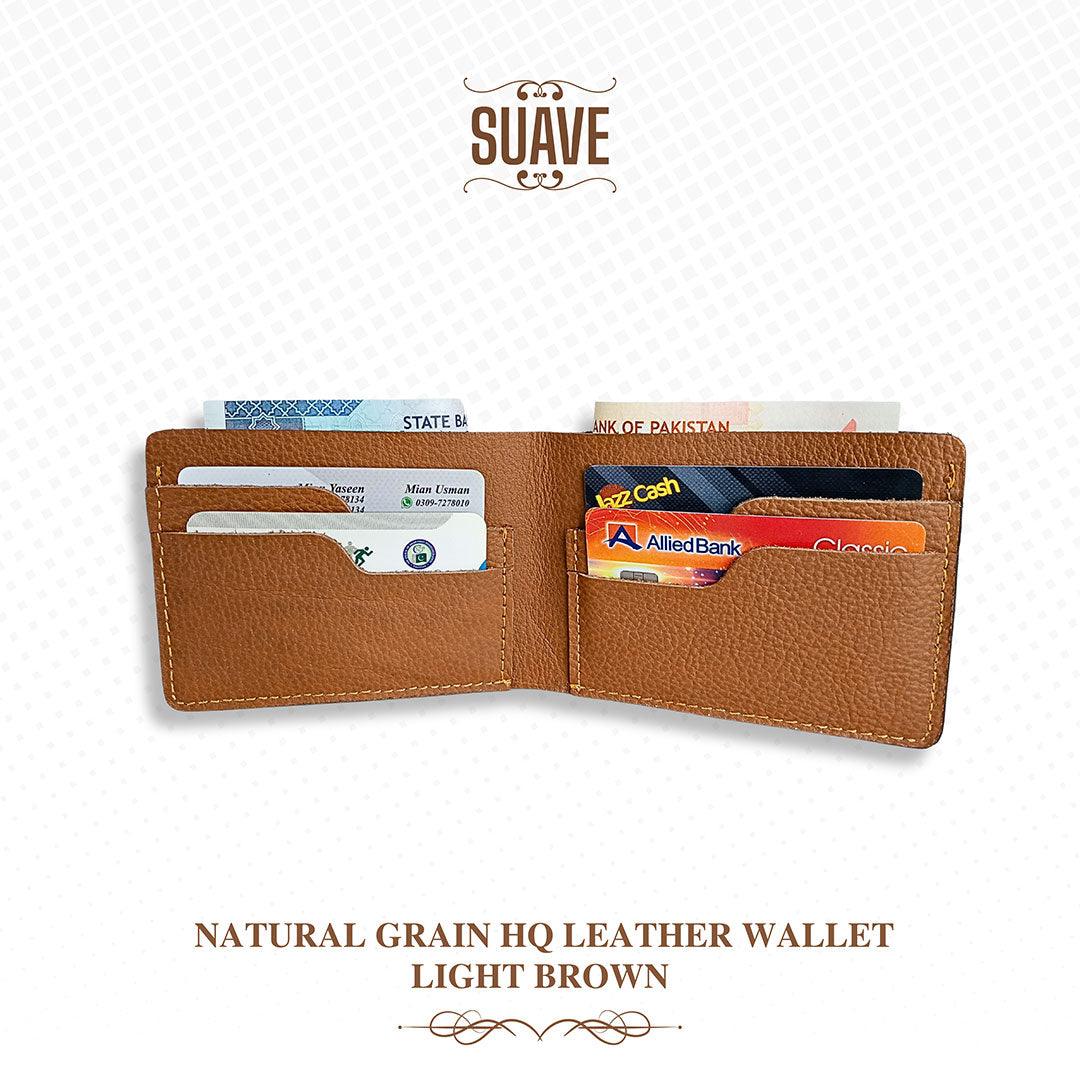 Natural-Grain-HQ-Leather-Wallet-Light-Brown-Open-With-Cash