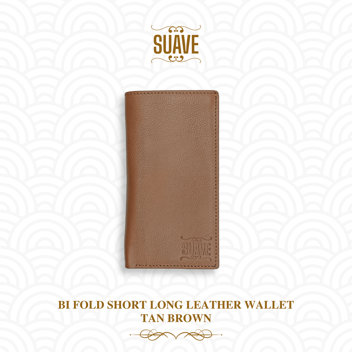 Bi Fold Short Long Leather Wallet - Tan Brown