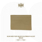 Slim Size Top Grain Leather Wallet - Beige