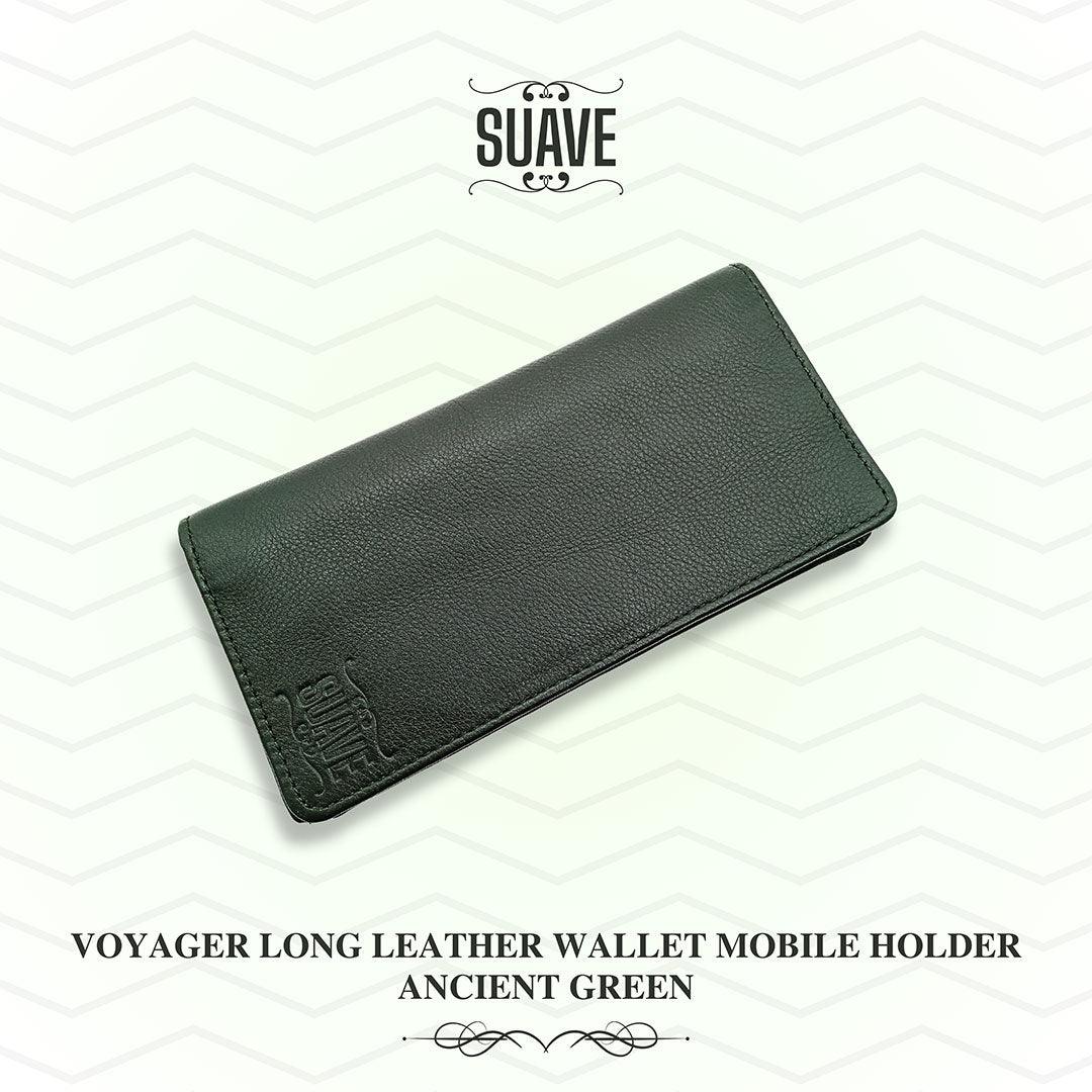 Voyager Long Leather Wallet Mobile Holder - Ancient Green