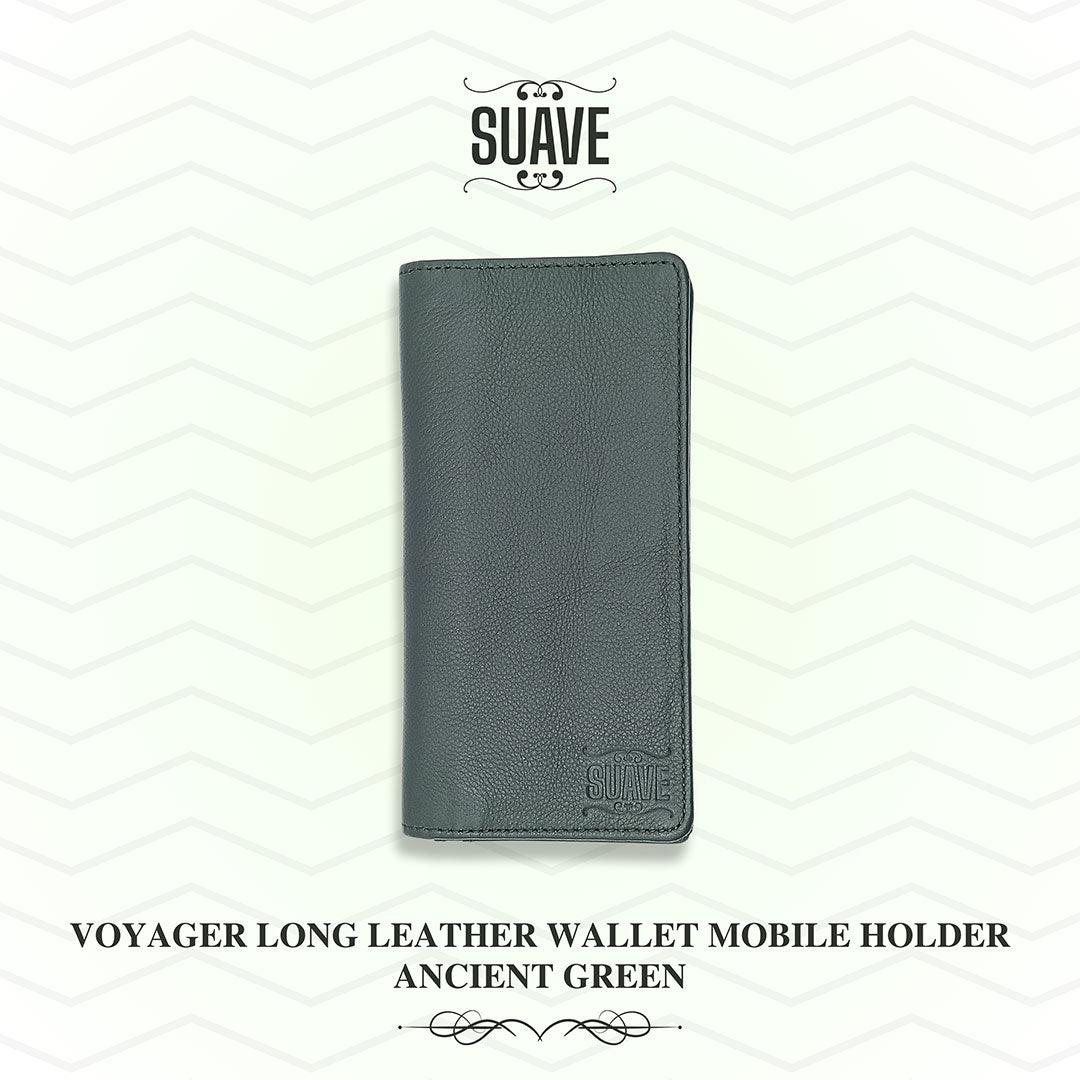 Voyager Long Leather Wallet Mobile Holder - Ancient Green