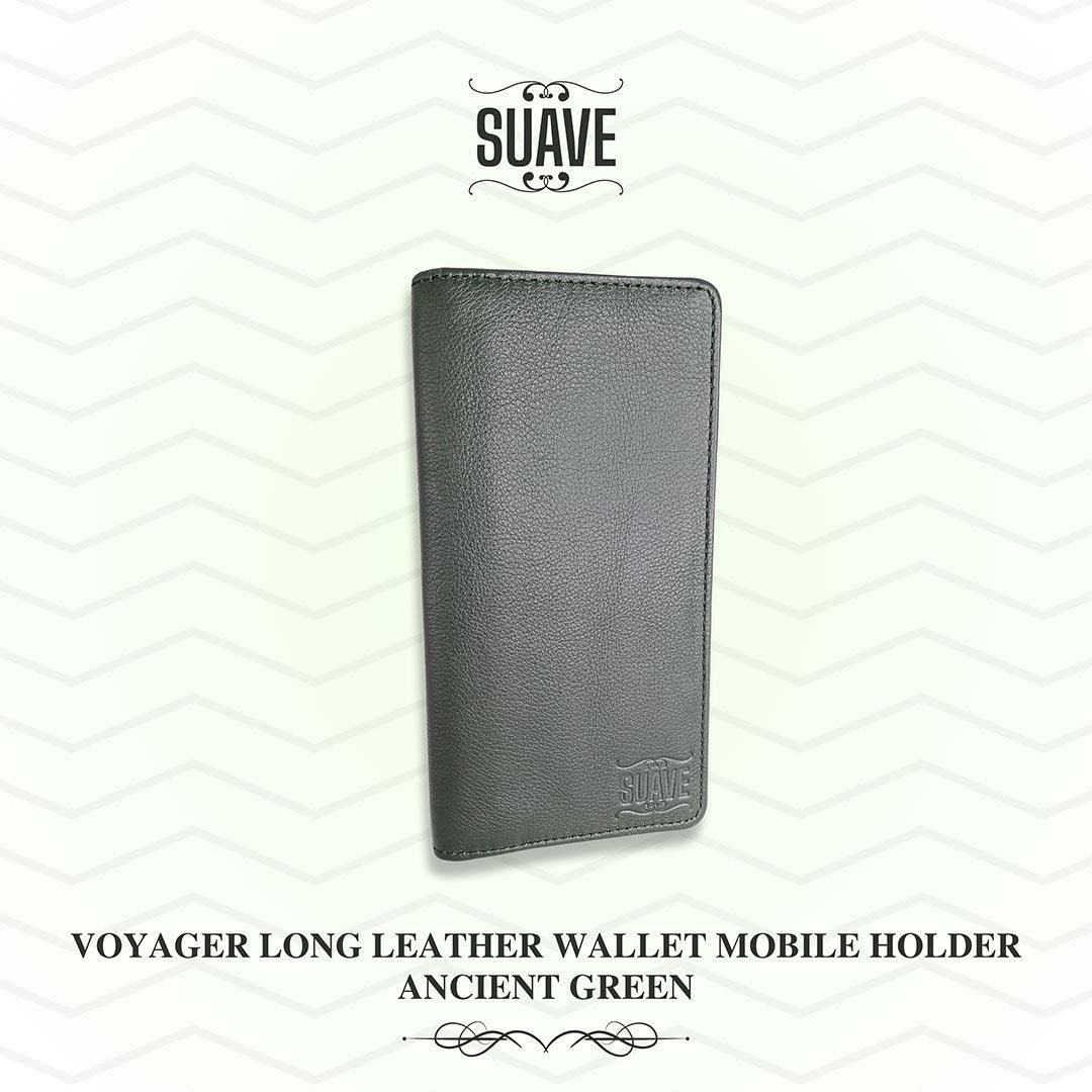 Voyager Long Leather Wallet Mobile Holder - Ancient Green