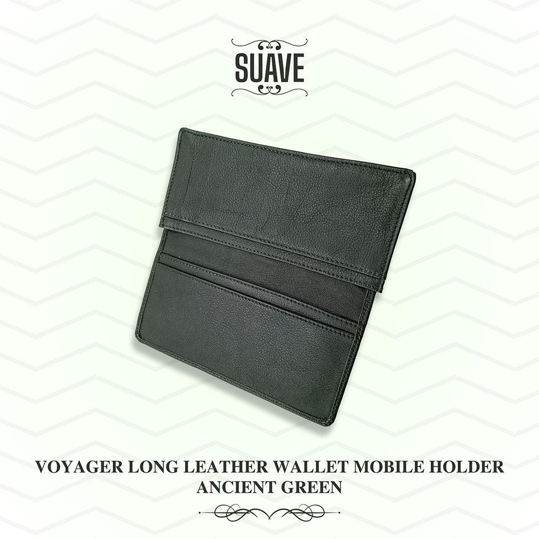 Voyager Long Leather Wallet Mobile Holder - Ancient Green