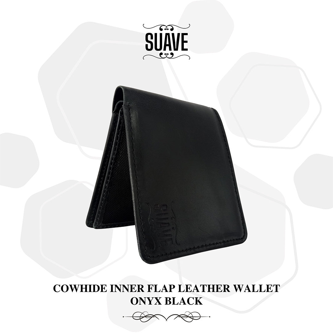 Cowhide Inner Flap Leather Wallet - Onyx Black