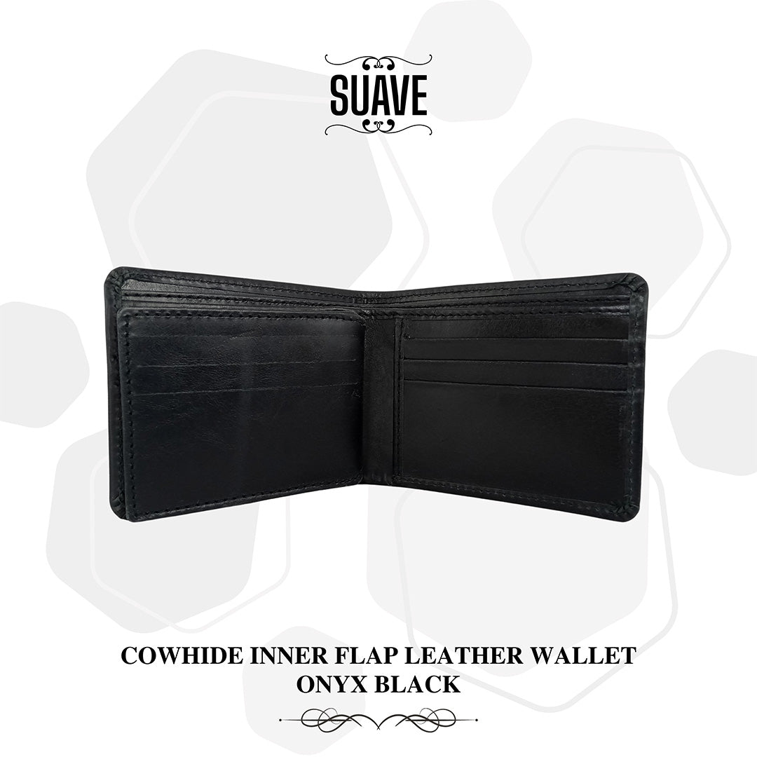 Cowhide Inner Flap Leather Wallet - Onyx Black