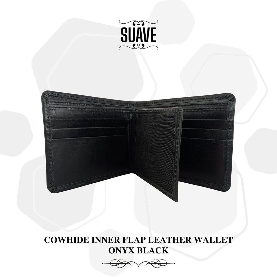 Cowhide Inner Flap Leather Wallet - Onyx Black