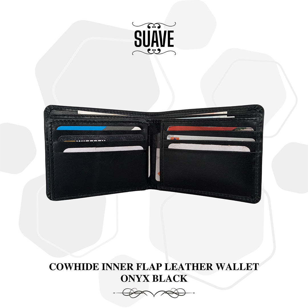 Cowhide Inner Flap Leather Wallet - Onyx Black