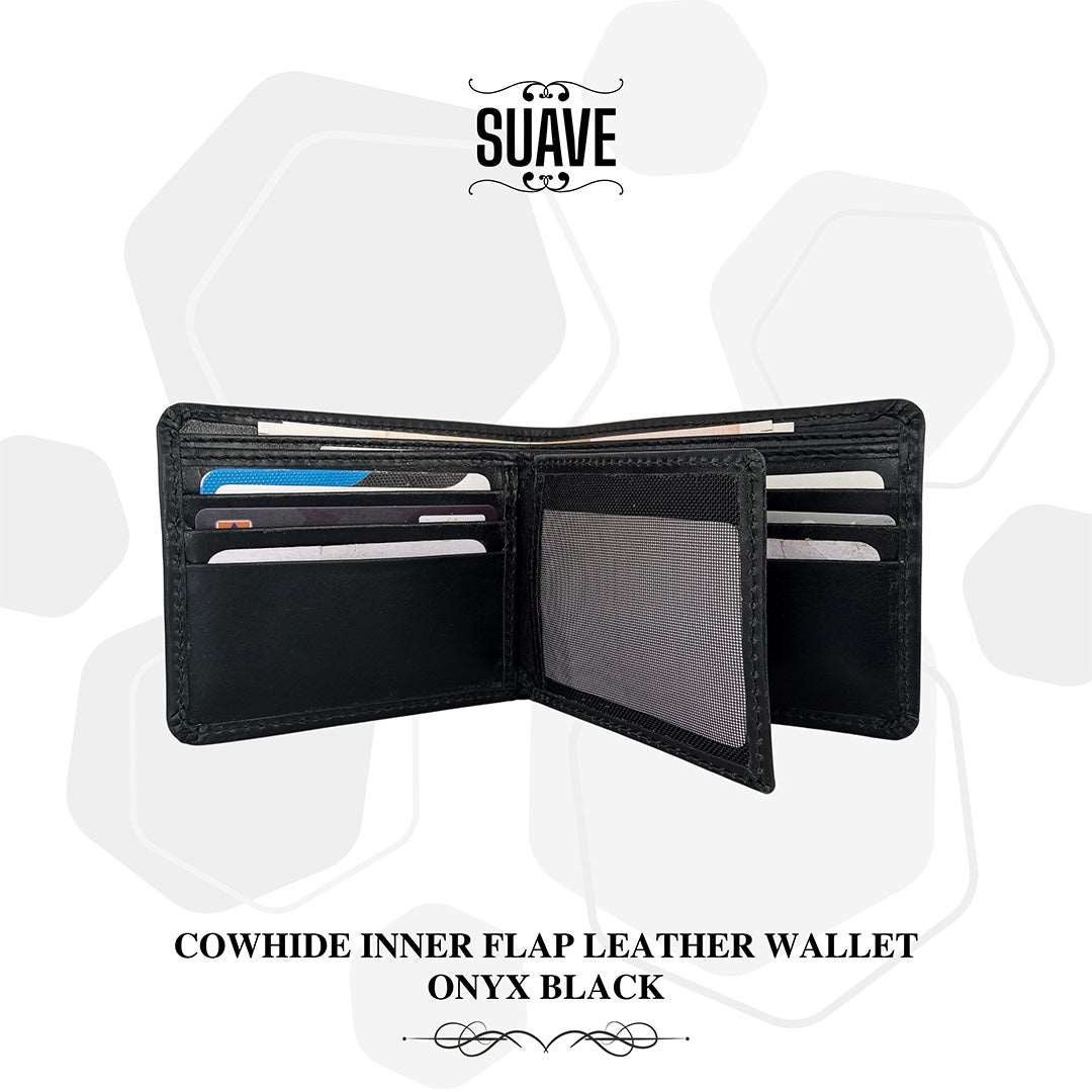 Cowhide Inner Flap Leather Wallet - Onyx Black