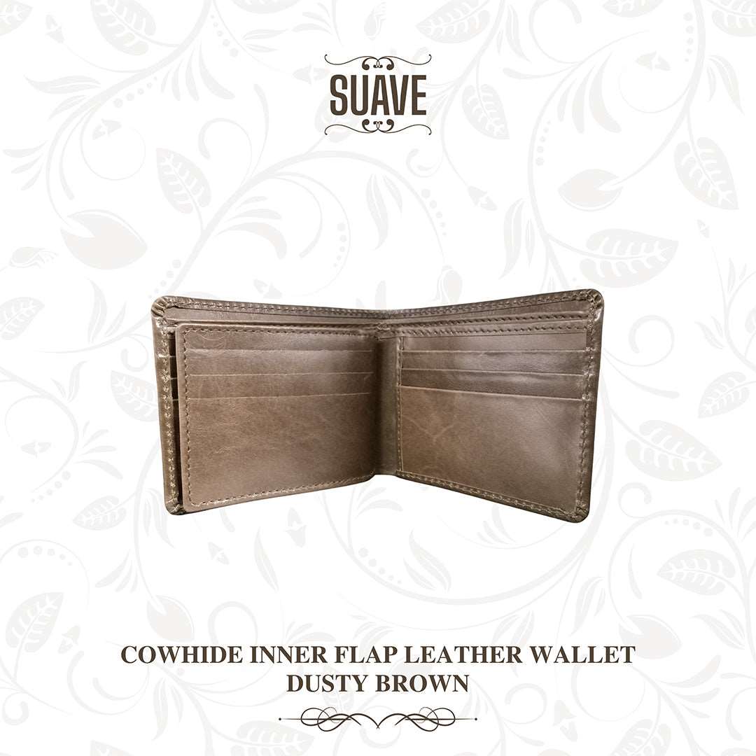 Cowhide Inner Flap Leather Wallet - Dusty Brown