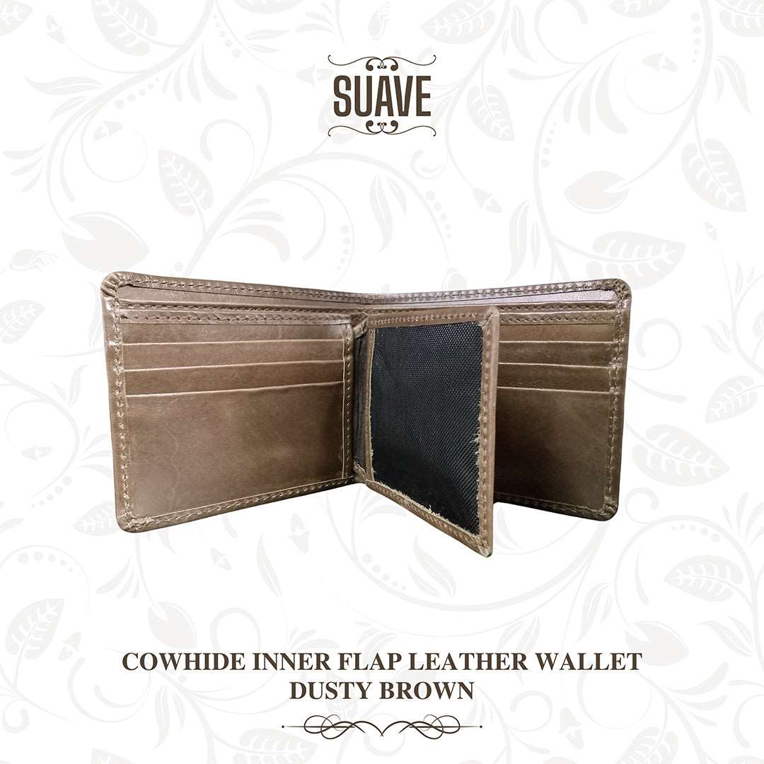 Cowhide Inner Flap Leather Wallet - Dusty Brown