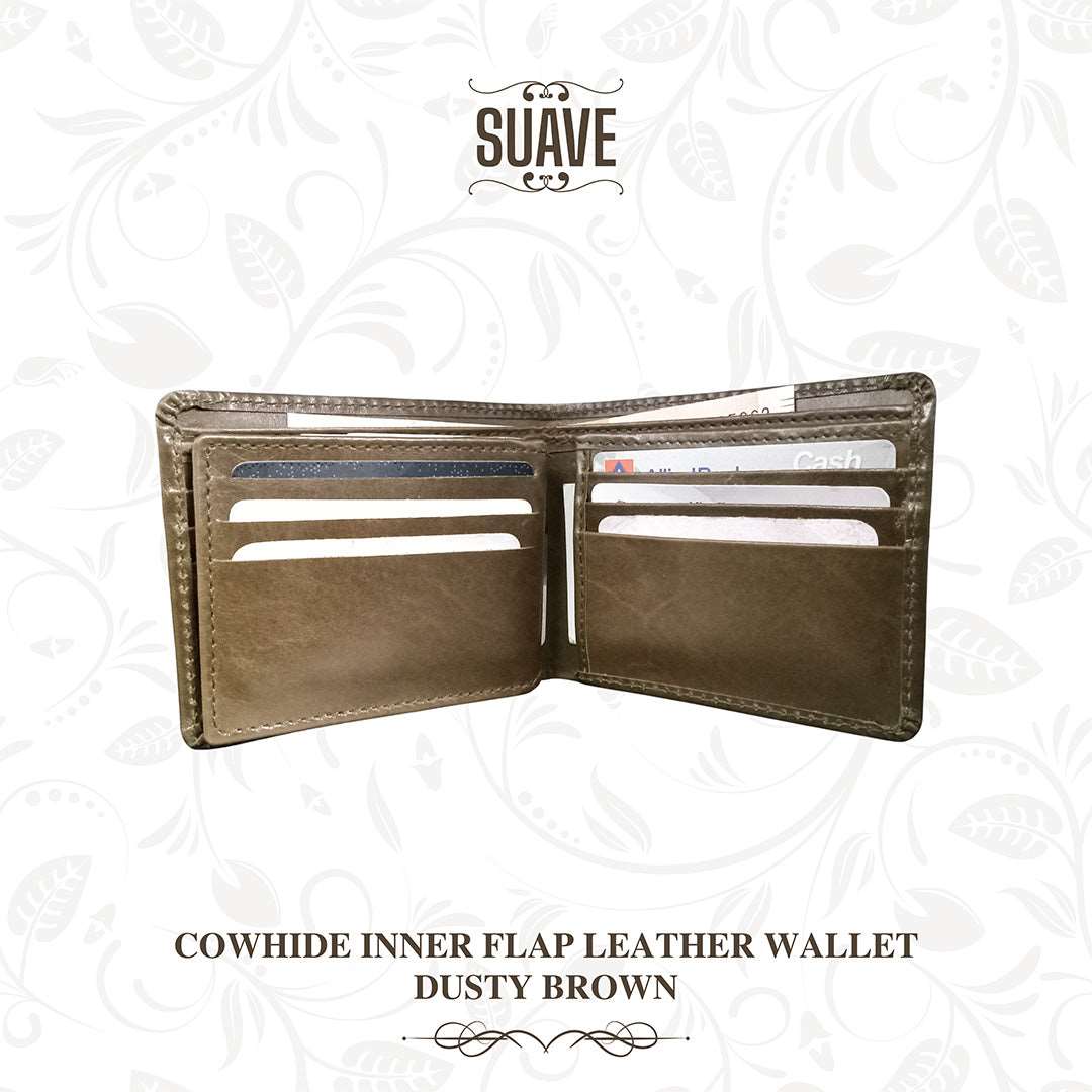 Cowhide Inner Flap Leather Wallet - Dusty Brown