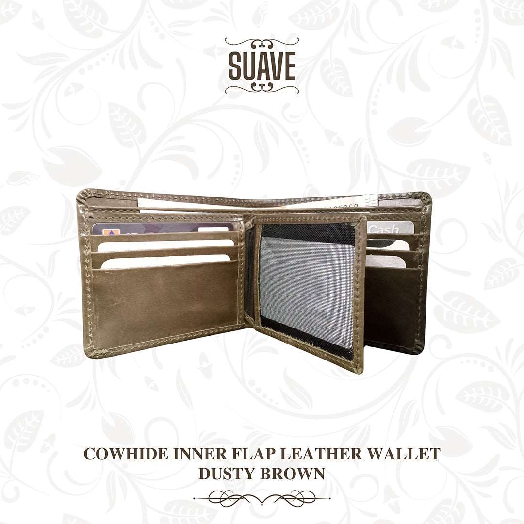 Cowhide Inner Flap Leather Wallet - Dusty Brown