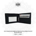 Flat Grain Bullhide Outer Flap Leather Wallet - Raven Black