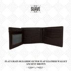 Flat Grain Bullhide Outer Flap Leather Wallet - Ancient Brown